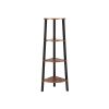 VASAGLE Ipari Sarokpolc 4-Szintes Létrás Könyvespolc Rusztikus Barna-Fekete