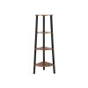 VASAGLE Ipari Sarokpolc 4-Szintes Létrás Könyvespolc Rusztikus Barna-Fekete