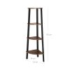 VASAGLE Ipari Sarokpolc 4-Szintes Létrás Könyvespolc Rusztikus Barna-Fekete