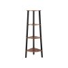 VASAGLE Ipari Sarokpolc 4-Szintes Létrás Könyvespolc Rusztikus Barna-Fekete