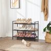 SONGMICS 3-Szintes Fém Cipőállvány Fekete Állítható Polcokkal