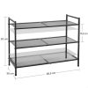SONGMICS 3-Szintes Fém Cipőállvány Fekete Állítható Polcokkal