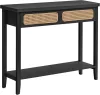 VASAGLE Boho Konzolasztal Rattan Fronttal Fekete