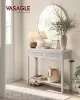 VASAGLE Boho Konzolasztal Rattan Frontos Fiókokkal Zabkása Bézs