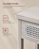 VASAGLE Boho Konzolasztal Rattan Frontos Fiókokkal Zabkása Bézs