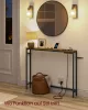 VASAGLE konzolasztal töltőállomással vintage barna/tintafekete 15 x 100 x 80 cm