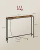 VASAGLE konzolasztal töltőállomással vintage barna/tintafekete 15 x 100 x 80 cm
