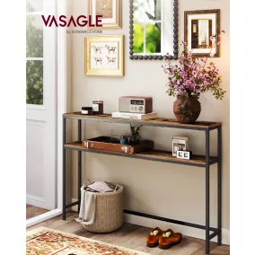   VASAGLE 2-szintes konzolasztal rusztikus barna és tintafekete 120 x 20 x 80 cm