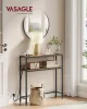 VASAGLE konzolasztal töltőállomással 2 polccal vintage barna/tintafekete 20 x 80 x 80 cm