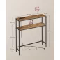   VASAGLE konzolasztal töltőállomással 2 polccal vintage barna/tintafekete 20 x 80 x 80 cm
