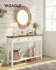 VASAGLE konzolasztal 3 fiókkal és polccal mézszínű barna vintage fehér