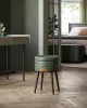 VASAGLE EKHO tároló ülőke fésülködőasztalhoz PU erdőzöld mid-century modern