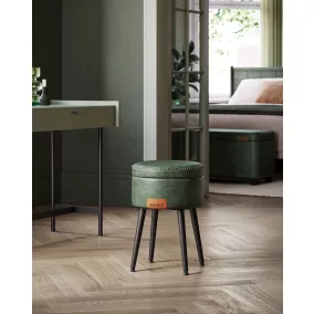   VASAGLE EKHO tároló ülőke fésülködőasztalhoz PU erdőzöld mid-century modern