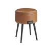 VASAGLE EKHO tároló puff műbőr karamell barna mid-century modern stílusban