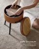 VASAGLE EKHO tároló puff műbőr karamell barna mid-century modern stílusban