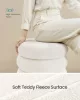 SONGMICS kerek puff tárolóval teddy fleece fehér