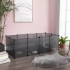 SONGMICS Kisállat Kifutó Átlátszó Műanyag Moduláris Ketrec Szürke