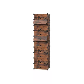   SONGMICS Moduláris Cipőtároló Szekrény Rusztikus Barna 10 Rekeszes DIY Rendszer