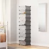 SONGMICS moduláris cipőtartó polc 10 rekeszes szürke műanyag ajtókkal