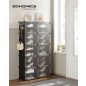   SONGMICS 10 szintes cipőtároló szekrény átlátszó ajtókkal fekete
