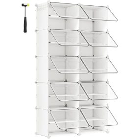   SONGMICS Moduláris Cipősszekrény Átlátszó Ajtókkal Fehér