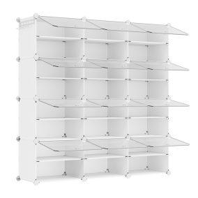   SONGMICS 12 szintes cipőtároló szekrény átlátszó ajtókkal fehér