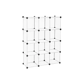   SONGMICS Moduláris Tárolószekrény Átlátszó Fehér Műanyag Kockákból