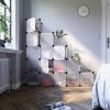 SONGMICS DIY Tárolószekrény 15 Kockával Műanyag Fehér Ajtós Rendszerező
