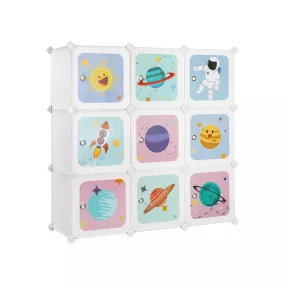   SONGMICS Űrhajós Gyerekszoba Tárolószekrény 10 Kockával Fehér