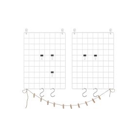   SONGMICS Fém Rácsos Fali Fotótartó és Szervező Szett Fehér