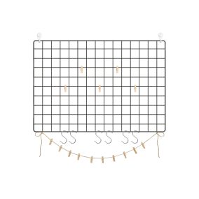 SONGMICS Fém Rácsos Fali Dekorpanel Szett Fekete