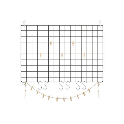 SONGMICS Fém Rácsos Fali Dekorpanel Szett Fekete