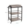 VASAGLE ALINRU Konyhai Zsúrkocsi Levehető Tálcával Szürke-Barna és Fekete