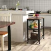 VASAGLE Ipari Stílusú Görgős Szervízkocsi Rusztikus Barna