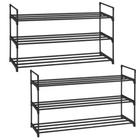   SONGMICS 3 szintes cipőtartó állvány fém fekete rakásolható