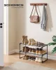 SONGMICS 2 szintes cipőtartó állvány fém fekete 30 x 68 x 33,8 cm
