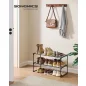   SONGMICS 2 szintes cipőtartó állvány fém fekete 30 x 68 x 33,8 cm