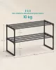 SONGMICS 2 szintes cipőtartó állvány fém fekete 30 x 68 x 33,8 cm