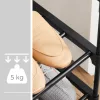 SONGMICS 3-Szintes Fém Cipőtároló Állvány Fekete