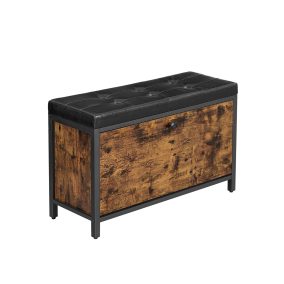   VASAGLE Copadion Ipari Stílusú Cipőspad Párnázott Ülőfelülettel Vintage Barna/Fekete