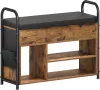 VASAGLE Vintage Cipőtároló Pad Tárolórekesszel Rusztikus Barna-Fekete