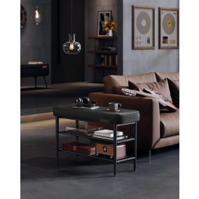   VASAGLE EKHO Cipőspad Ülőke Műbőr Fekete Modern Stílusú Előszobai Pad