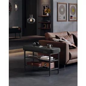   VASAGLE EKHO Cipőspad Ülőke Műbőr Fekete Modern Stílusú Előszobai Pad