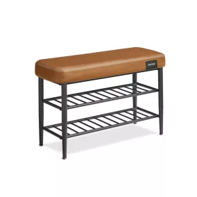  VASAGLE EKHO LSB054K01 cipős pad műbőr varrással karamell 80 x 30 x 50 cm 135 kg teherbírás