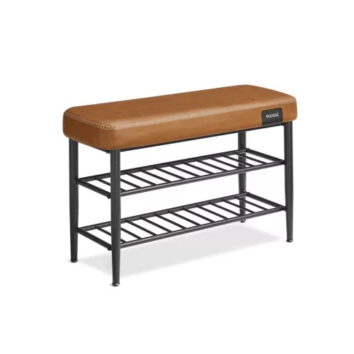 VASAGLE EKHO LSB054K01 cipős pad műbőr varrással karamell 80 x 30 x 50 cm 135 kg teherbírás