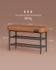 VASAGLE EKHO LSB054K01 cipős pad műbőr varrással karamell 80 x 30 x 50 cm 135 kg teherbírás