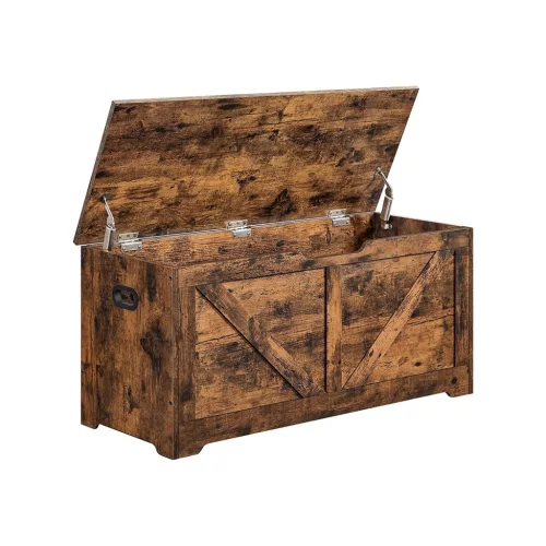 VASAGLE Tároló Pad Biztonsági Zsanérokkal Rusztikus Barna 100 x 40 x 46 cm