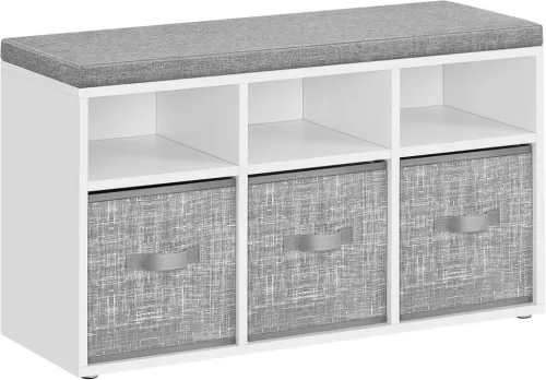 VASAGLE Multifunkciós Cipőspad Tárolódobozokkal Fehér-Szürke