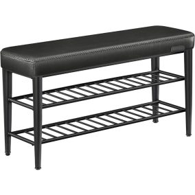   VASAGLE EKHO Cipőspad Műbőr Ülőpad Tárolóval Tintafekete