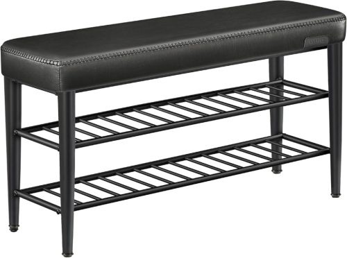 VASAGLE EKHO Cipőspad Műbőr Ülőpad Tárolóval Tintafekete